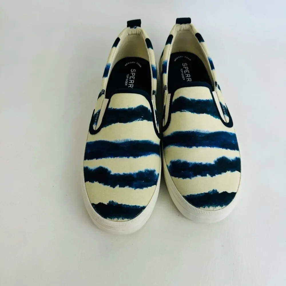 Sperry Top Sider Shoes Sneaker‎ Crest Twin Gore Navy Tie Dye Slip On Size 8.5M
